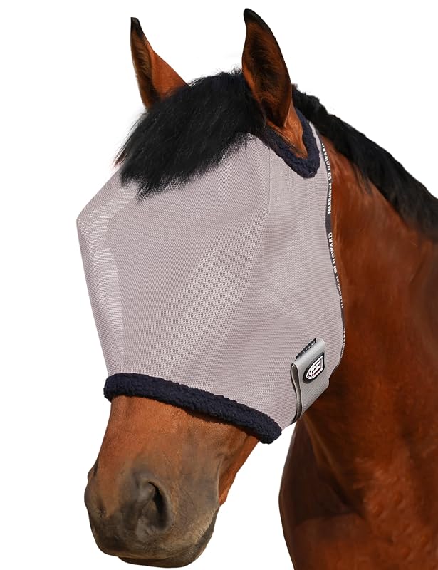 Máscara contra moscas para cavalos em malha fina com proteção UV Harrison Howard Original Grey X-Large (Warmblood)