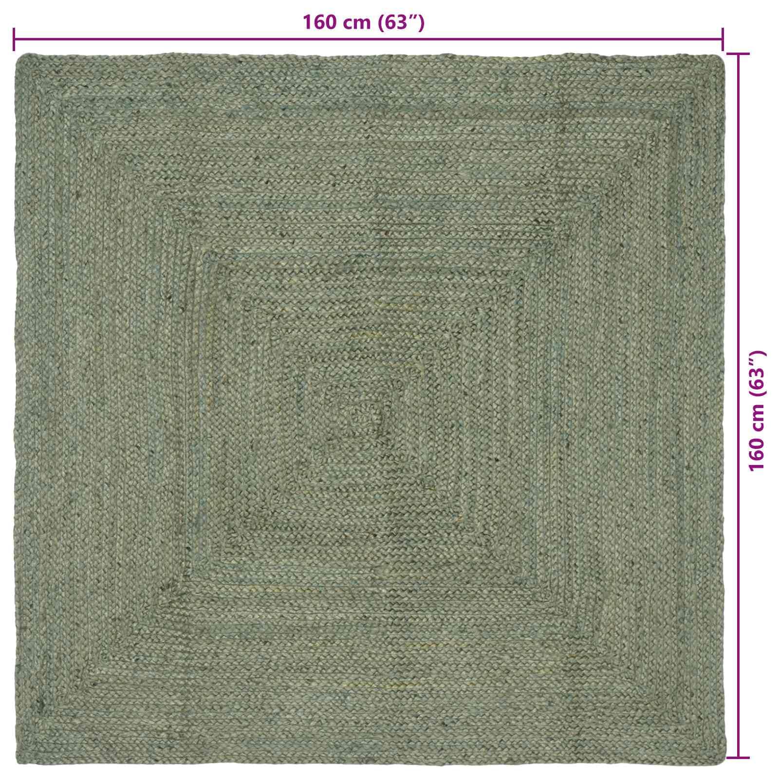 vidaXL Tappeto da Area Verde Oliva 160 x 160 cm Juta