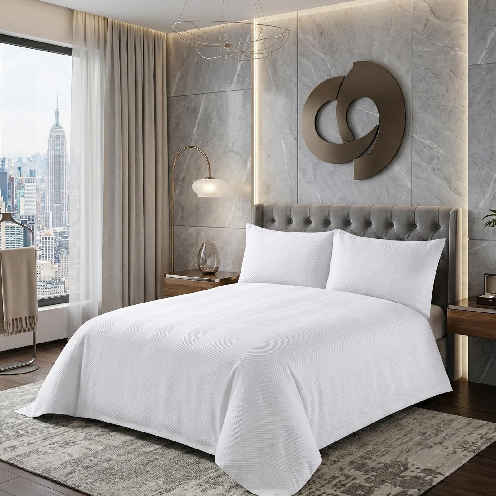 M&J Home 3 Piece 100% Cotton 200 Thread Count Duvet Cover Set White Double - Includes Duvet Cover & Pillowcase(s) — image 1