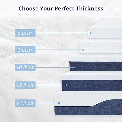 Miniatura 6 de EGOHOME Colchón King de 14 pulgadas, espuma viscoelástica de gel con carbón, sin fibra de vidrio, certificado CertiPUR-US, regula la temperatura,