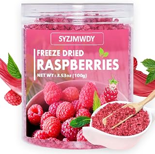 Freeze Dried Raspberry Pieces, 3.53 oz Crunchy Raspberries Crumbles, No Sugar Added Gluten-Free Raspberries Baking Chips, Dried Fruit for Baking Garnishing Cakes, Chips Beverages Yogurt Cereal.