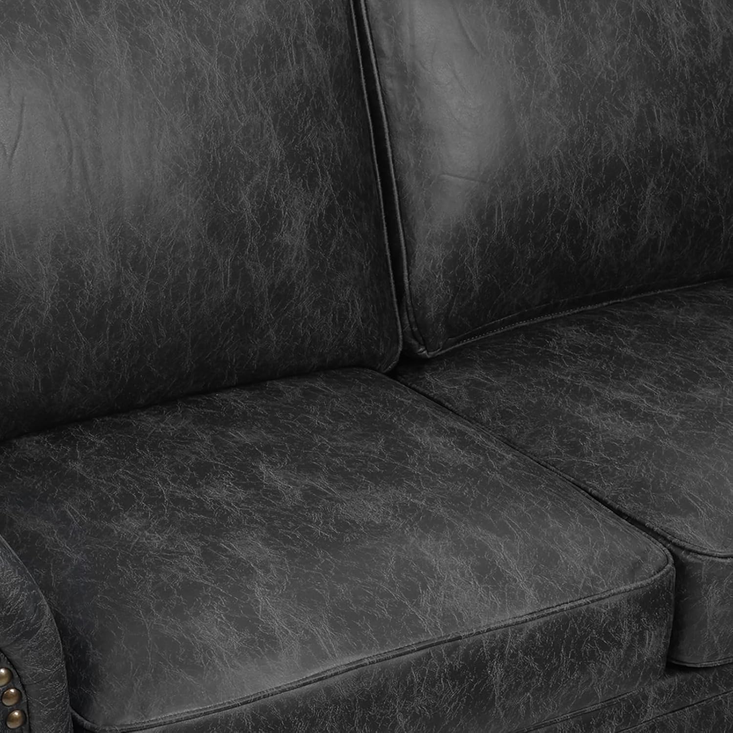 Couchus Living Room Furniture Sets,Mid-Century Vintage Sofa Couches with Rivet Design (Grey, Single+Loveseat)