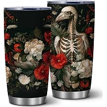 ATHAND 20oz Spooky Raven Skull Gothic Stainless Steel Tumbler with Lid