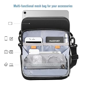 Sacoche Étui Pour IPad 11 Pouces - Sac Bandoulière Étanche, Gris