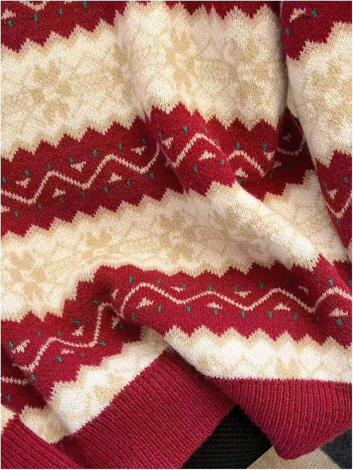 MakeMeChic Women's Christmas Sweater Striped Long Sleeve Knit Pullover Vintage Sweater - Image 5