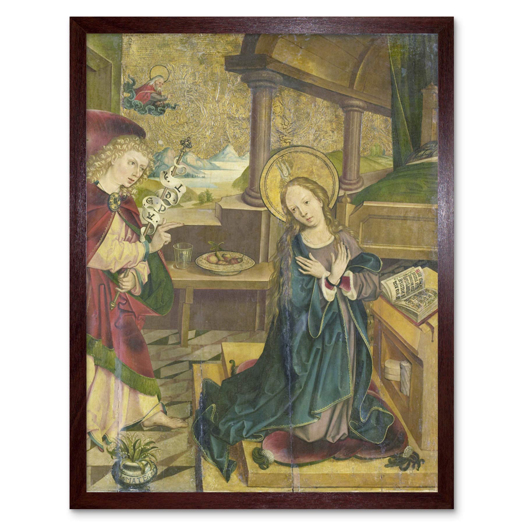 Artery8 Altaar Annunciation To The Virgin Painting Art Print Framed Poster Wall Decor 12x16 inch