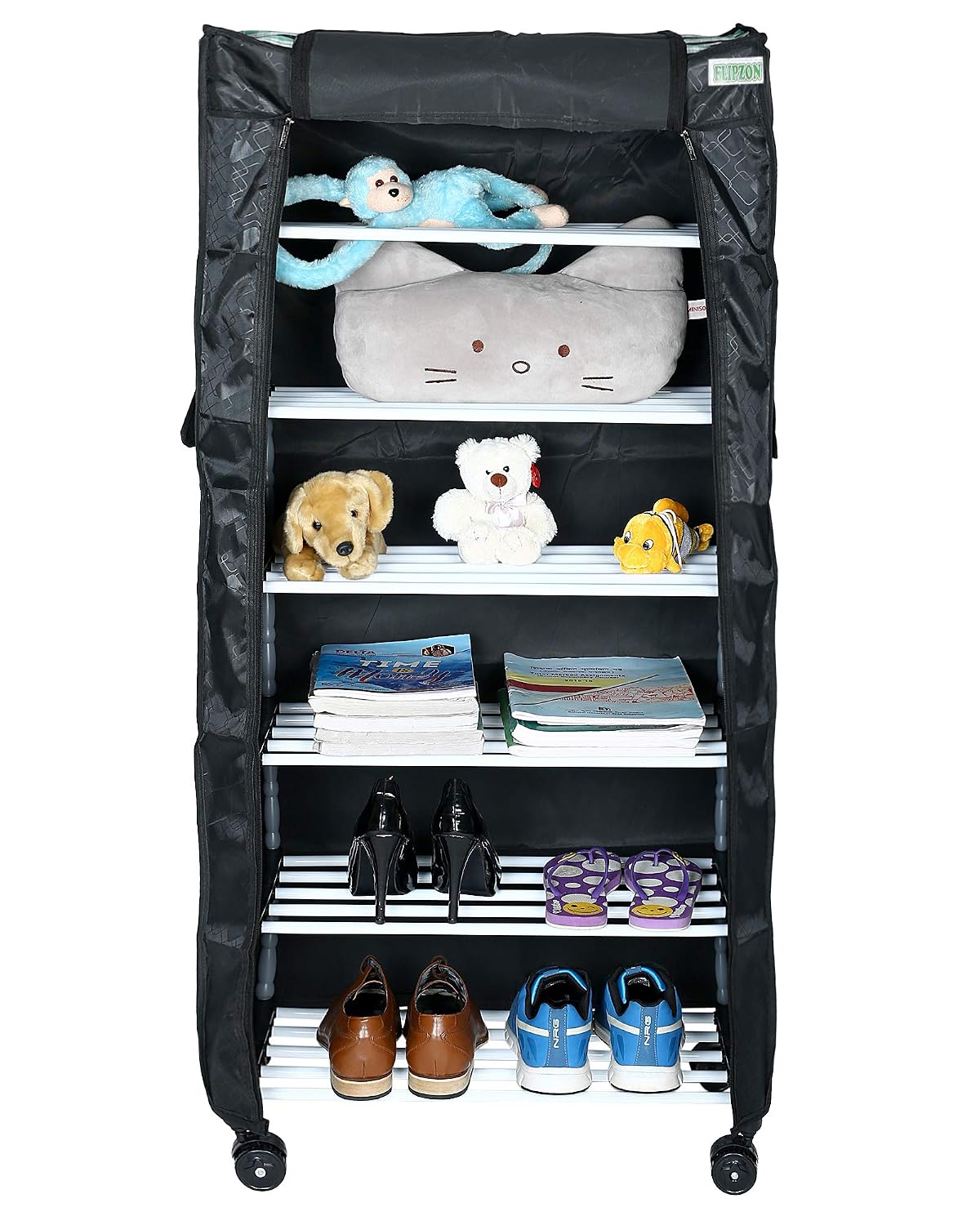 FLIPZON Multipurpose 6 Shelves/Layer Shoe Rack Organizer with Wheels and Dustproof Cover | Portable Smart Storage Rack Org... - Review, Price and Buying Guide