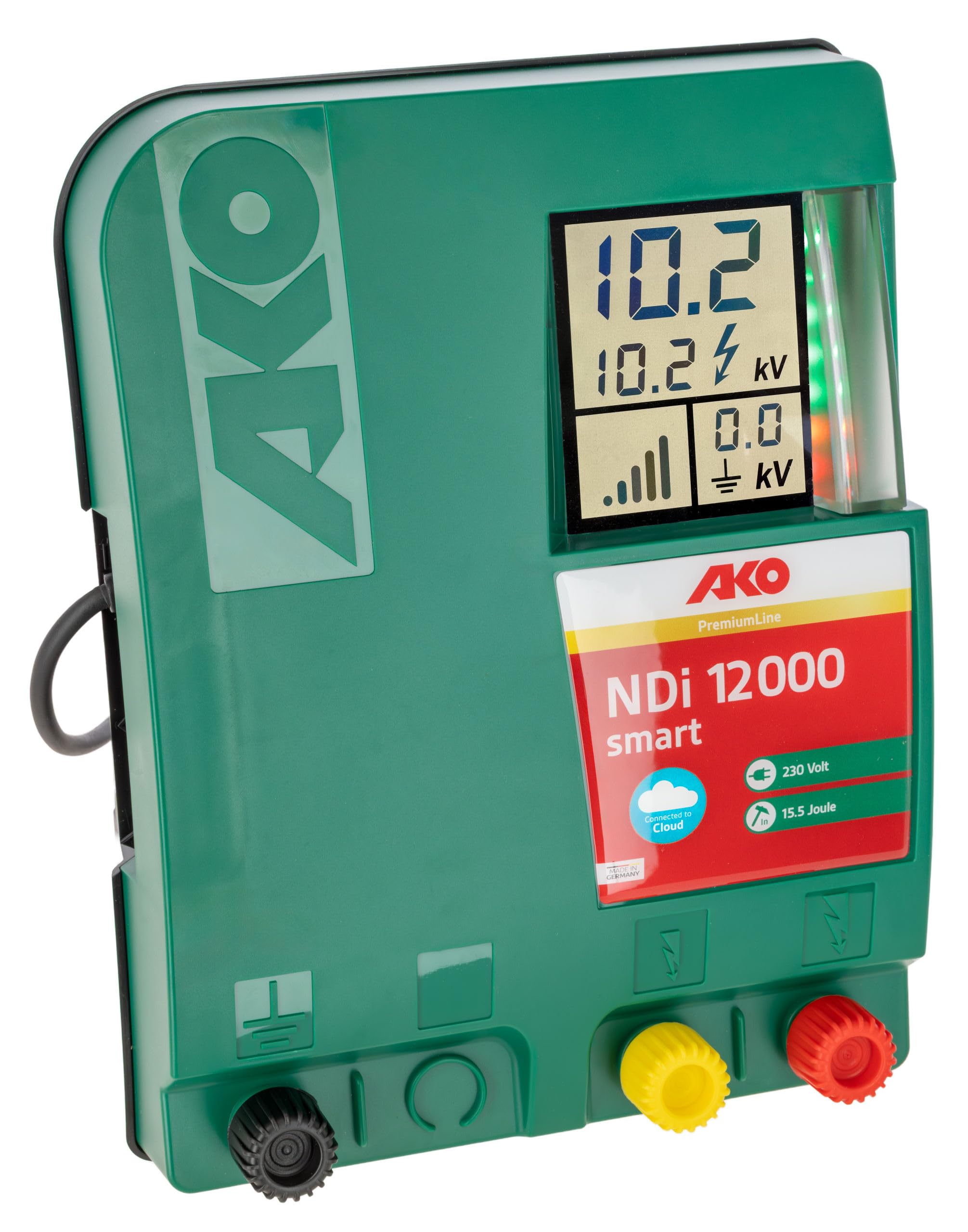AKO NDi 12000 smart, Weidezaungerät PremiumLine, 230 V Netzgerät, Input Joule: 15.50 J, max. Spannung: 11.200 V, für Zäune bis max. 70 km, 5 Jahre Garantie, Made in Germany