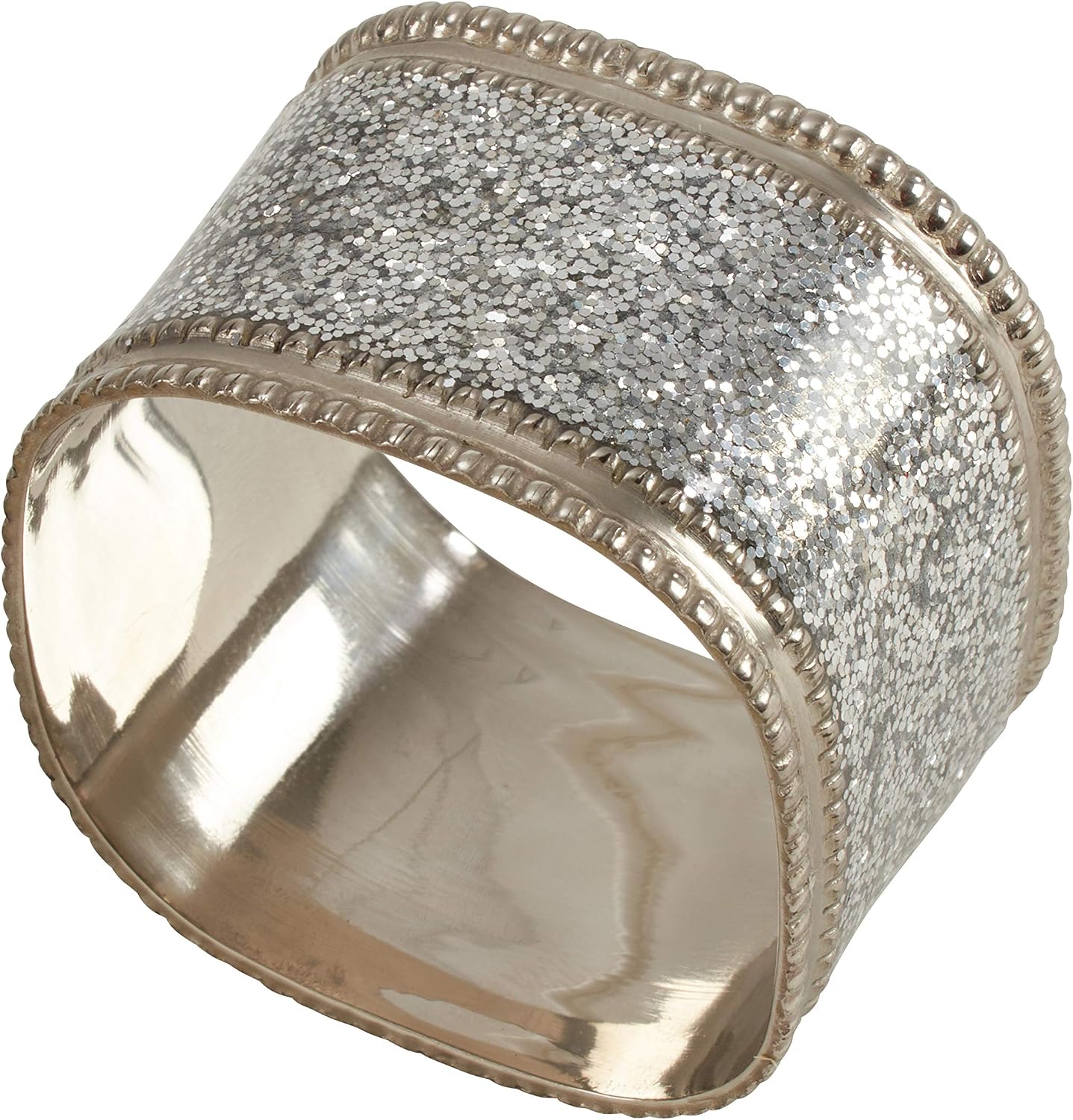 SARO LIFESTYLE Collection Sparkling Square Design Napkin Rings (Set of 4), 1.5" x 1", Black 4 Pieces