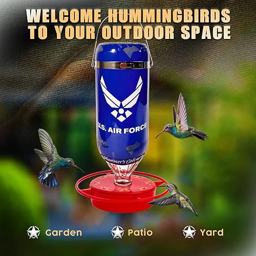 Miniatura 2 de Hummer's Galore, Comedero para colibríes de las Fuerzas Armadas de los Estados Unidos, para colgar en exteriores, a prueba de hormigas y abejas, 32