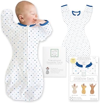 SwaddleDesigns Transitional Swaddle Sack, Arms Up Half-Length Sleeve & Mitten, Most Gradual Transition Swaddle for Newborn