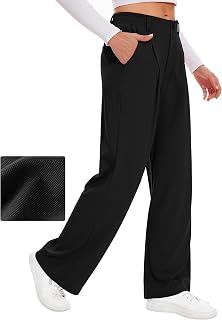 Desol Hosen Damen Waffel Weite Herbst Outfit Damen Stoffhose Palazzo Hose Elegant Anzughose mit Taschen High Waist Hose Damenhose Weites Bein