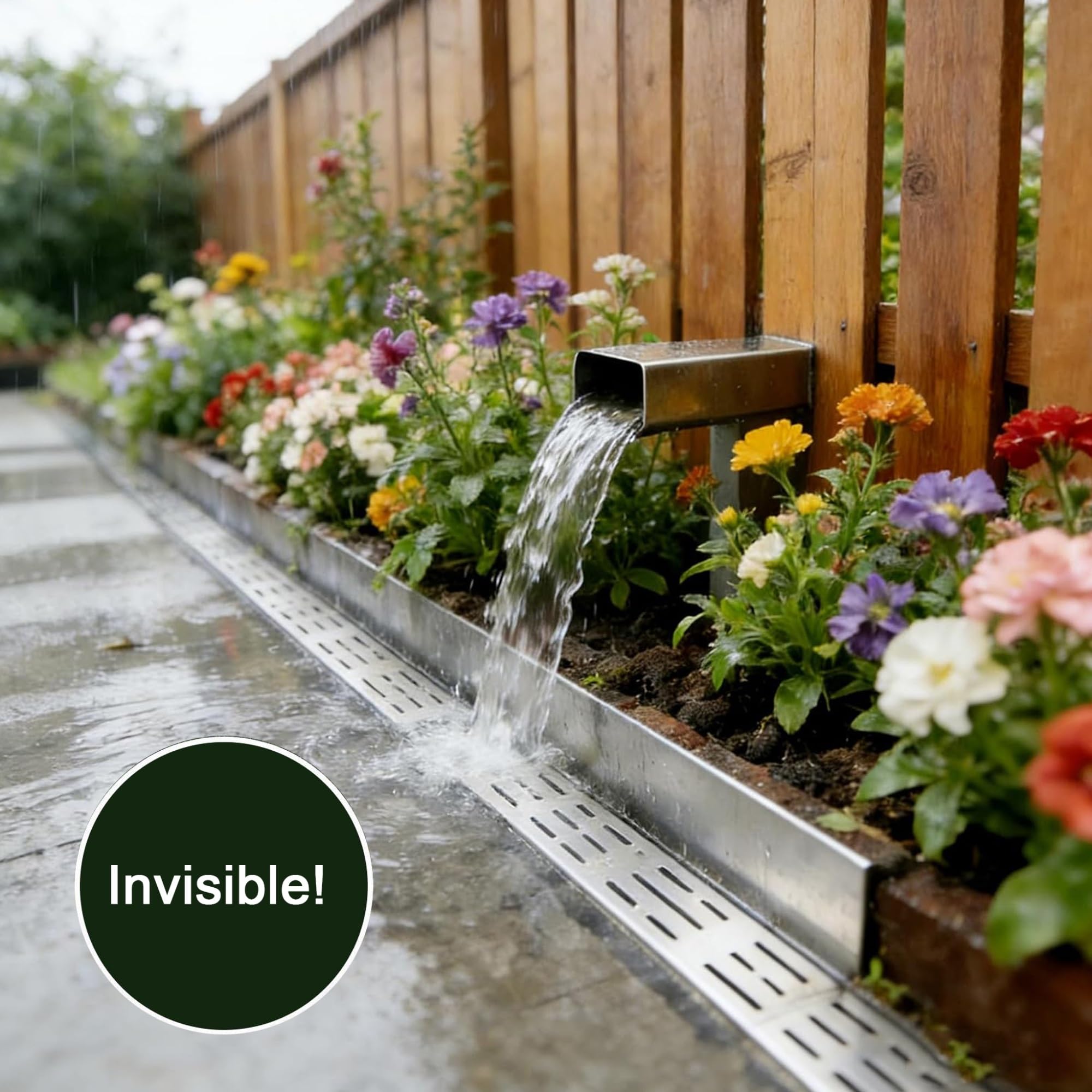 QWEASDF Canaleta de desagüe de acero inoxidable, desagüe de suelo | Con Rejilla de Acero Inoxidable Extraíble,Kit con Rejillas para Jardín Garaje Cocina，Personalizable