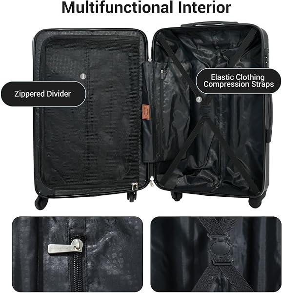 3 Piece Luggage Set Hardside Expandable Suitcase with Spinner Wheels, TSA Lock, Lightweight ABS Luggage for Travel 20/24/28 Inch - 4