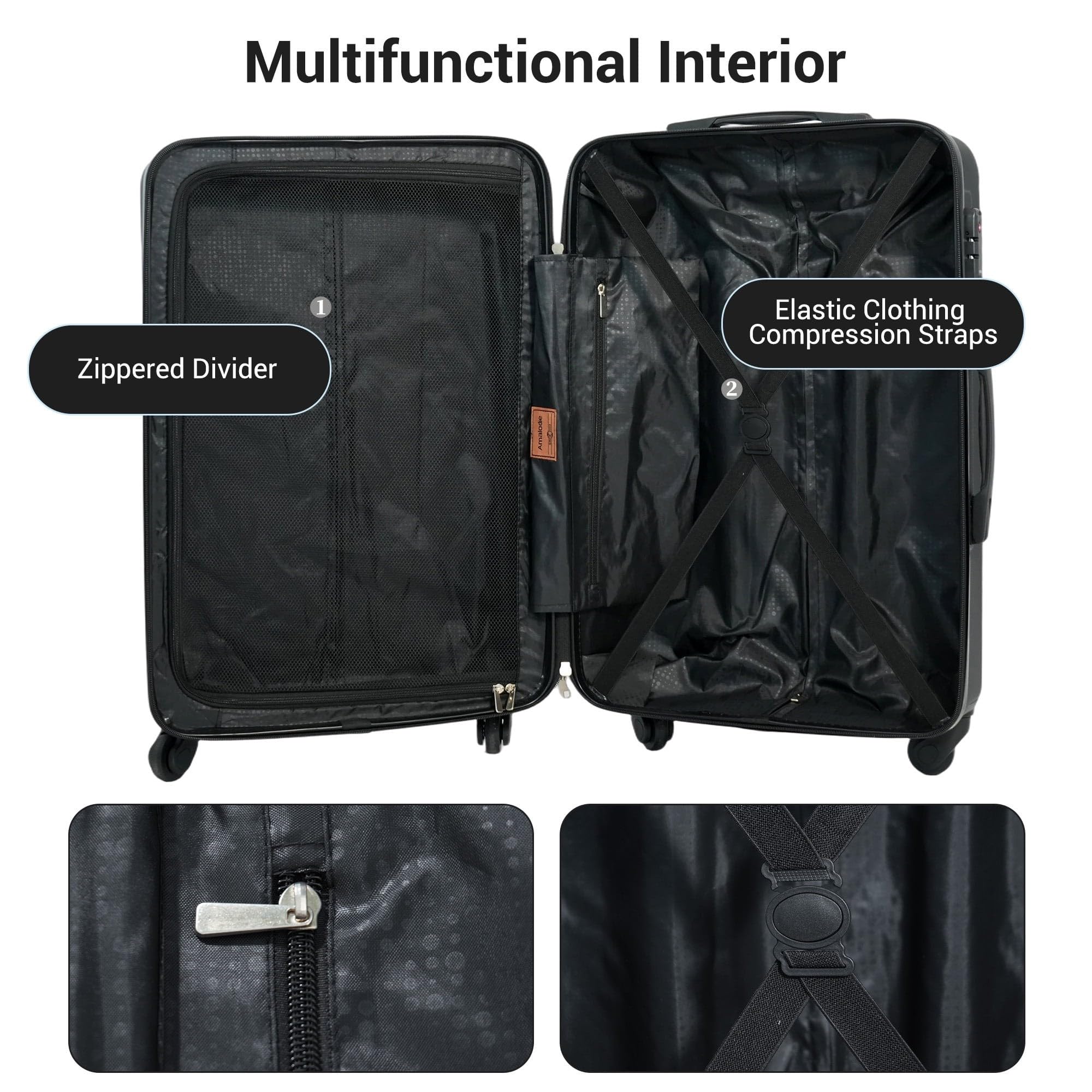 3 Piece Luggage Set Hardside Expandable Suitcase with Spinner Wheels, TSA Lock, Lightweight ABS Luggage for Travel 20/24/28 Inch — view 4