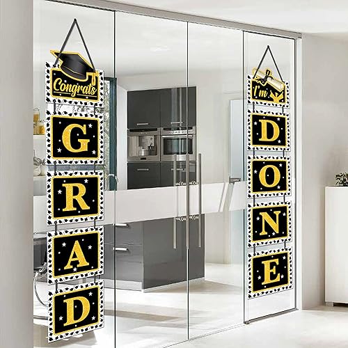 Miniatura 7 de KatchOn, Cartel de puerta de graduación con texto en inglés «Congrats Grad» de 59 pulgadas, sin bricolaje | Cartel de puerta de graduación «I'm
