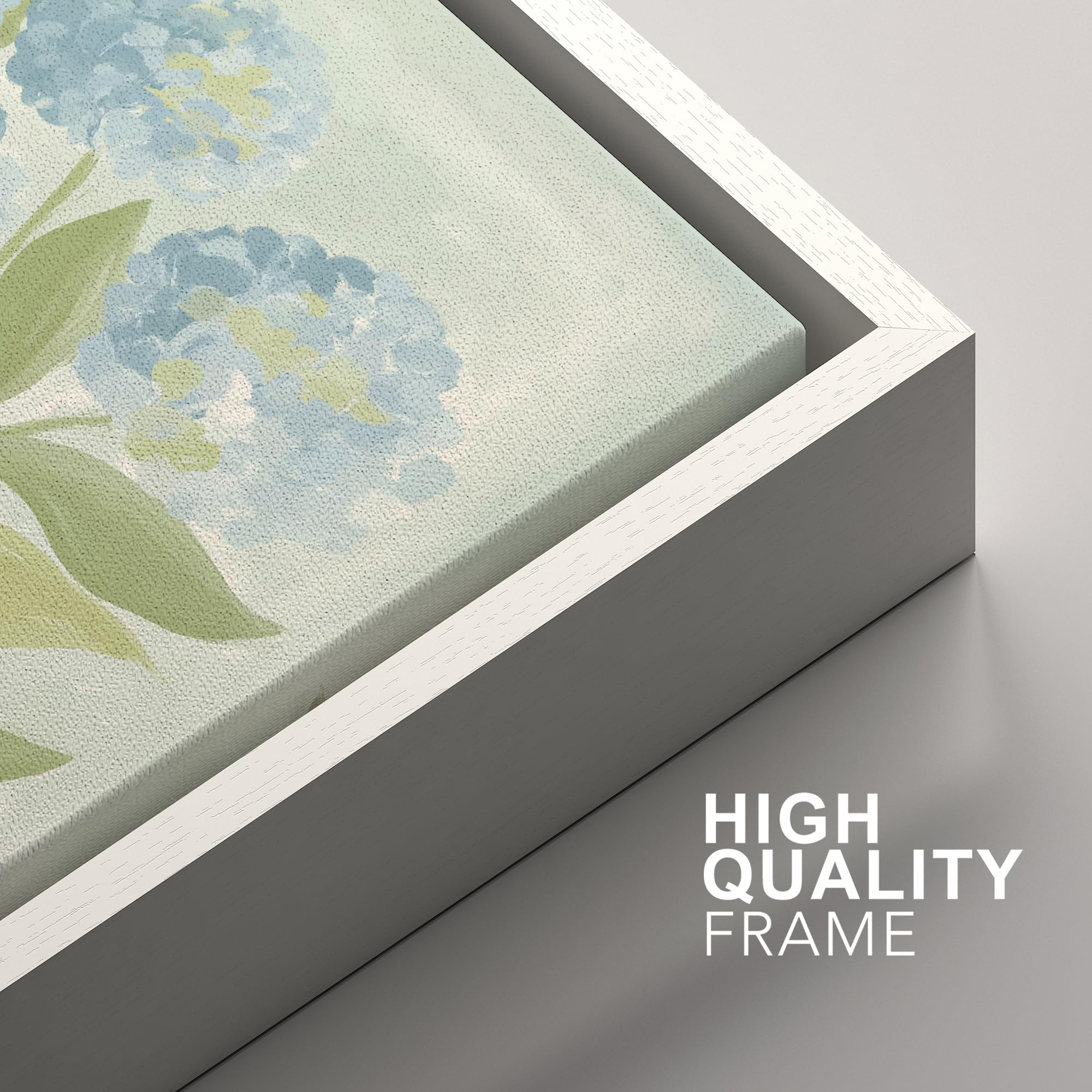 SIGNFORD Framed Canvas Print Wall Art Set Soft Hydrangea Pair Light Blue Florals with Green Leaves Illustration Modern Art Decorative Nordic Nature for Living Room, Bedroom, Office - 24"x36"x2 White — view 6