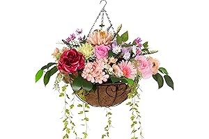 Artificial Faux Hanging Flower Baskets for Outdoor Spring Decor