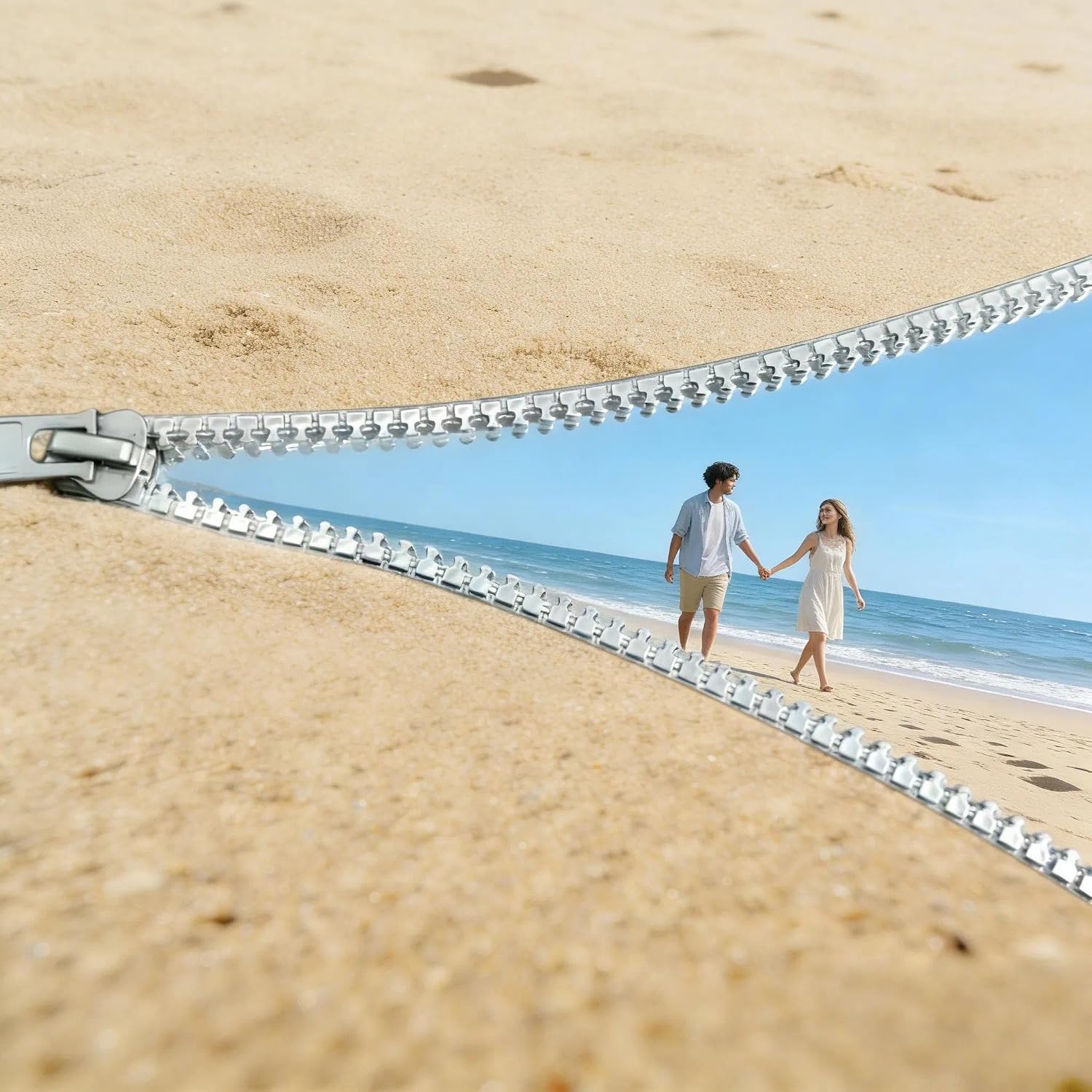 Creative Zipper Photography Mirror, Geometric Aesthetic & Irregular Art Photo Prop, Acrylic HD Selfie Mirror for Outdoor Shooting, Visual Illusion Effect Photo for Park, Beach & Travel
