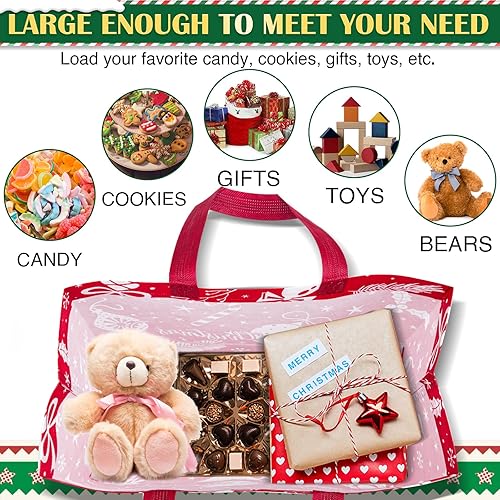 Miniatura 7 de 18 bolsas grandes de regalo de Navidad, bolsas reutilizables de Navidad con asas, bolsas de compras no tejidas para envolver regalos de Navidad,