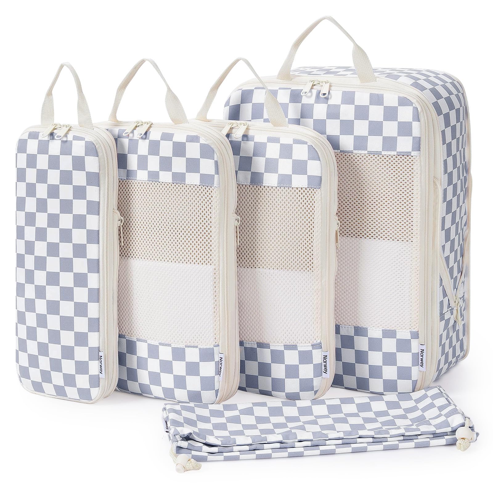 Narwey Compression Packing Cubes for Women Kids, Travel Organizer Bags