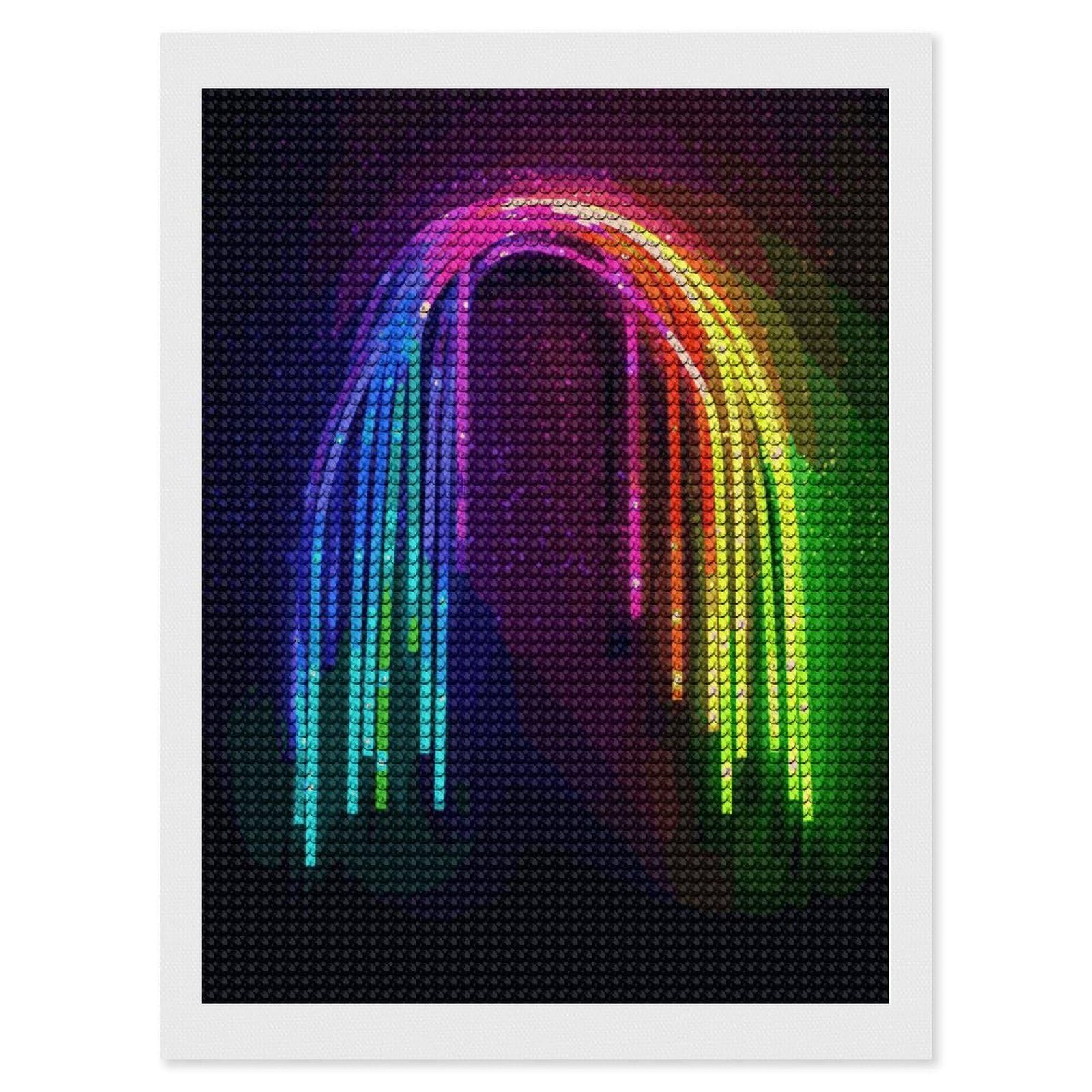 FodPand Rainbow Neon 5D Diamond Painting Kits for Adults Beginners Full Drill Round Diamond Dots Pictures Gem Art Supplies for Home Wall Room Decoration DIY Craft Set Gift 12x16