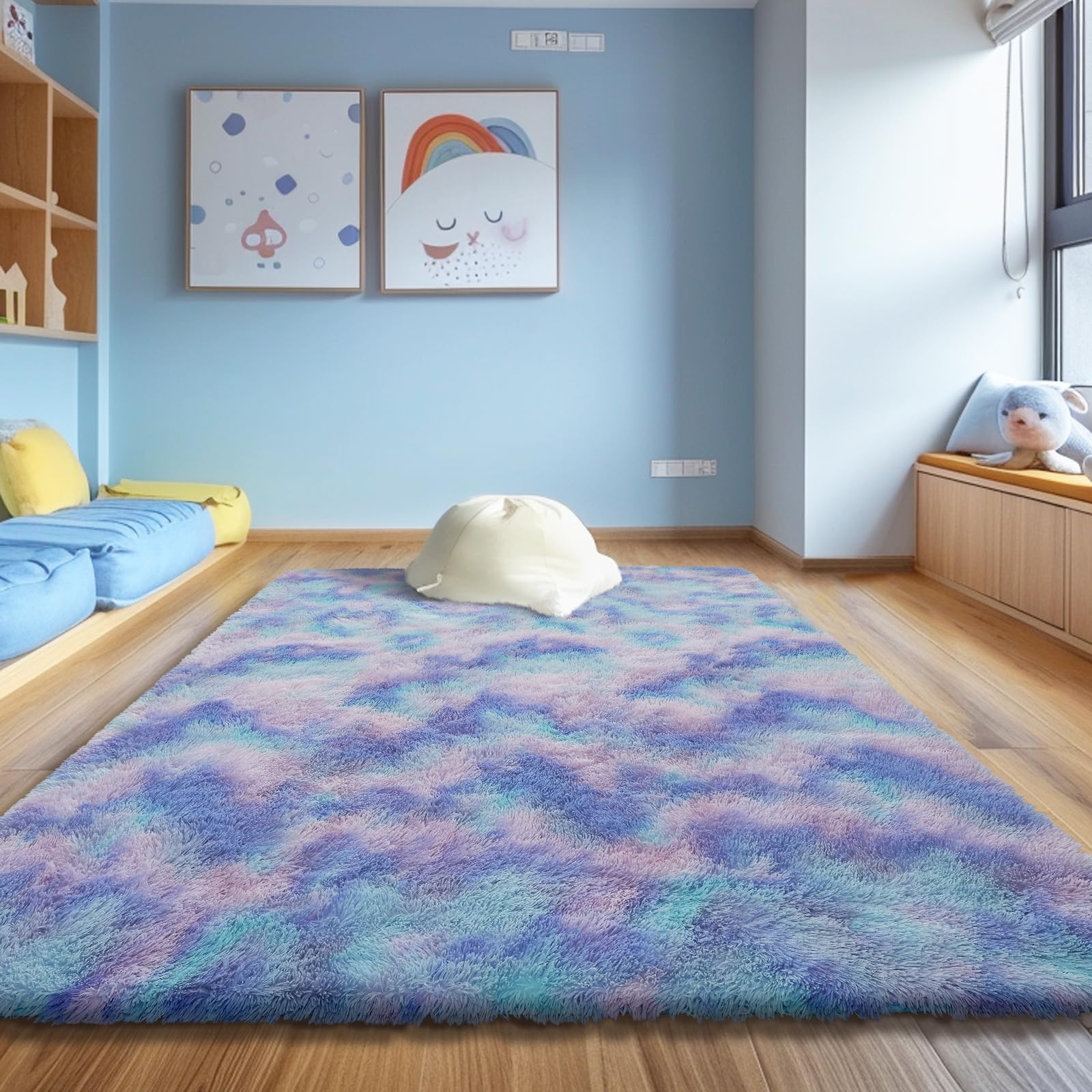 Shag Area Rug for Bedroom 4x6,Fluffy Area Rugs for Living Room,Soft Fuzzy Rug Non-Shedding Indoor Plush Carpet for Kids Bedroom Nursery Dorm Home