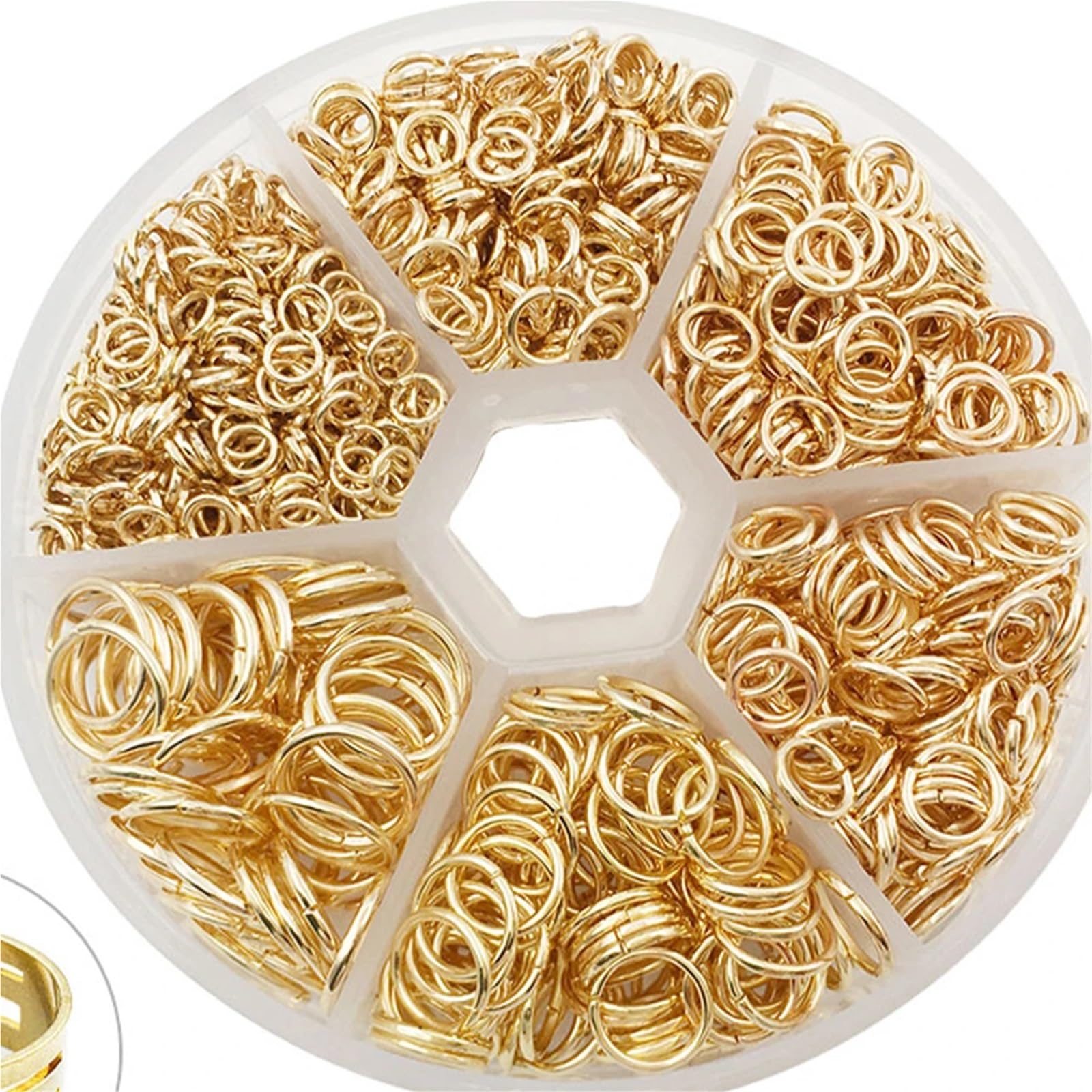 Biegeringe für Schmuckherstellung, 6 Boxen, offene Binderinge, Splitverbinder, Eisenring für DIY-Schmuckherstellung (4 mm, 6 mm, 8 mm, 10 mm) (Mix)