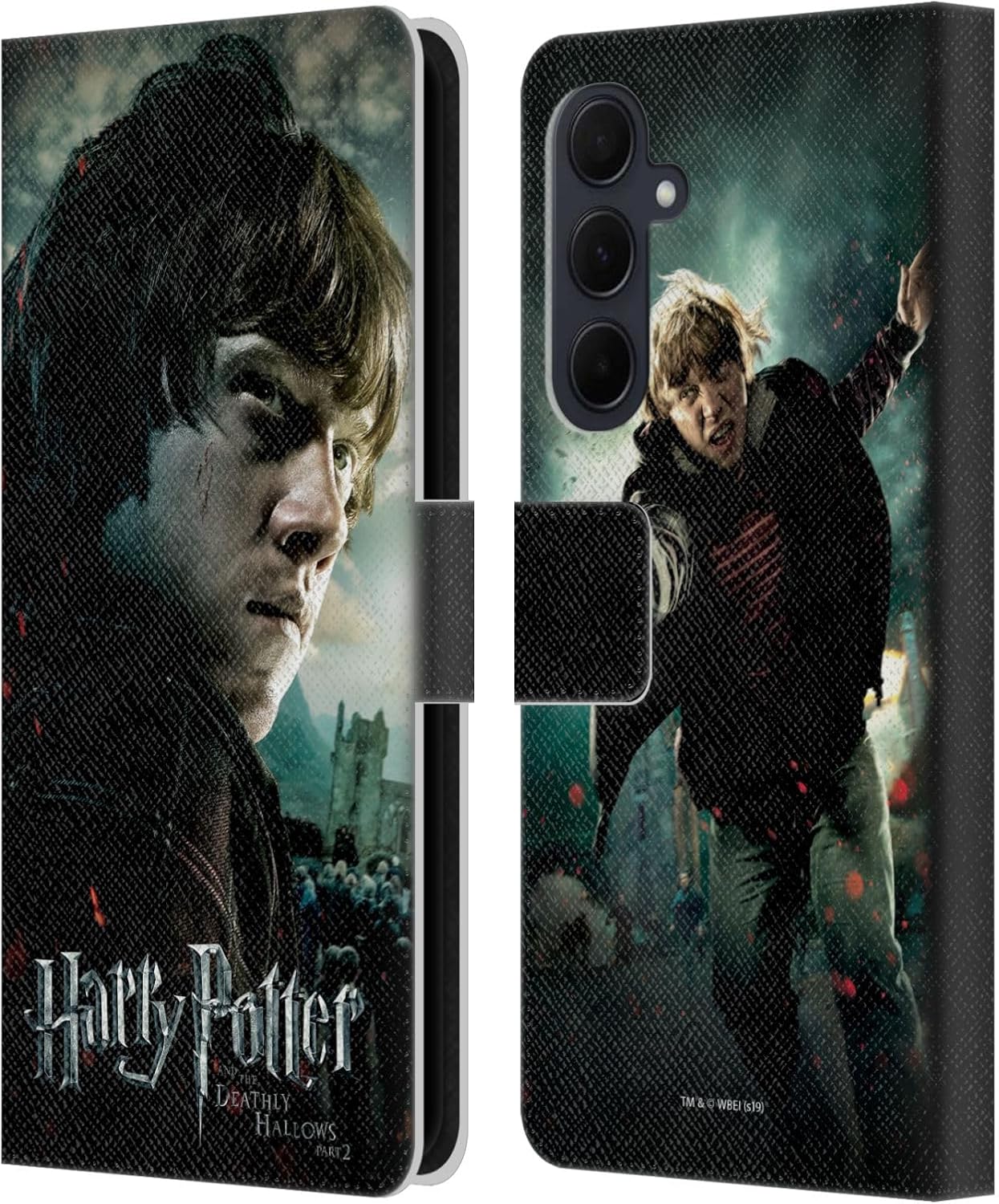 Head Case Designs Officially Licensed Harry Potter Ron Weasley Deathly Hallows VIII Leather Wallet Case Compatible with Samsung Galaxy A35 5G