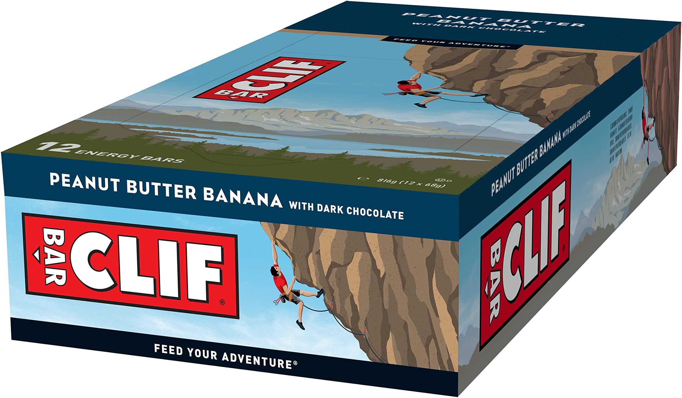 Energy Bar/Nutritional Protein Bar - Peanut Butter Banana with Dark Chocolate - Plant Based Protein - 12 x 68 g