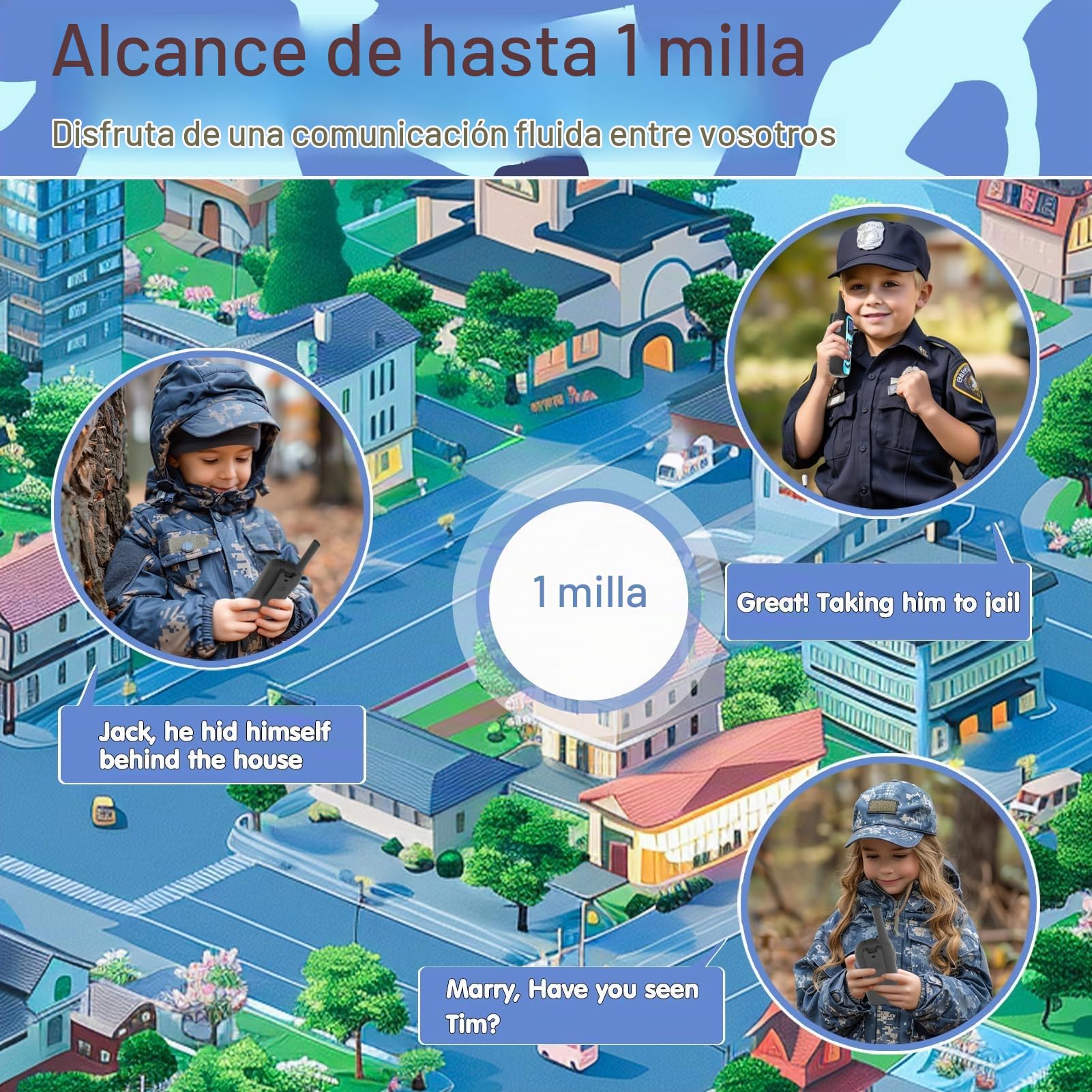 Walkie Talkie Niños 4pcs, Recargable Largo Alcance Walkie Talkie Niña Camuflaje - 8 Canales con Batería Li-Ion Linterna Función SOS y VOX, para 3-12 Años Exteriores Camping Senderismo