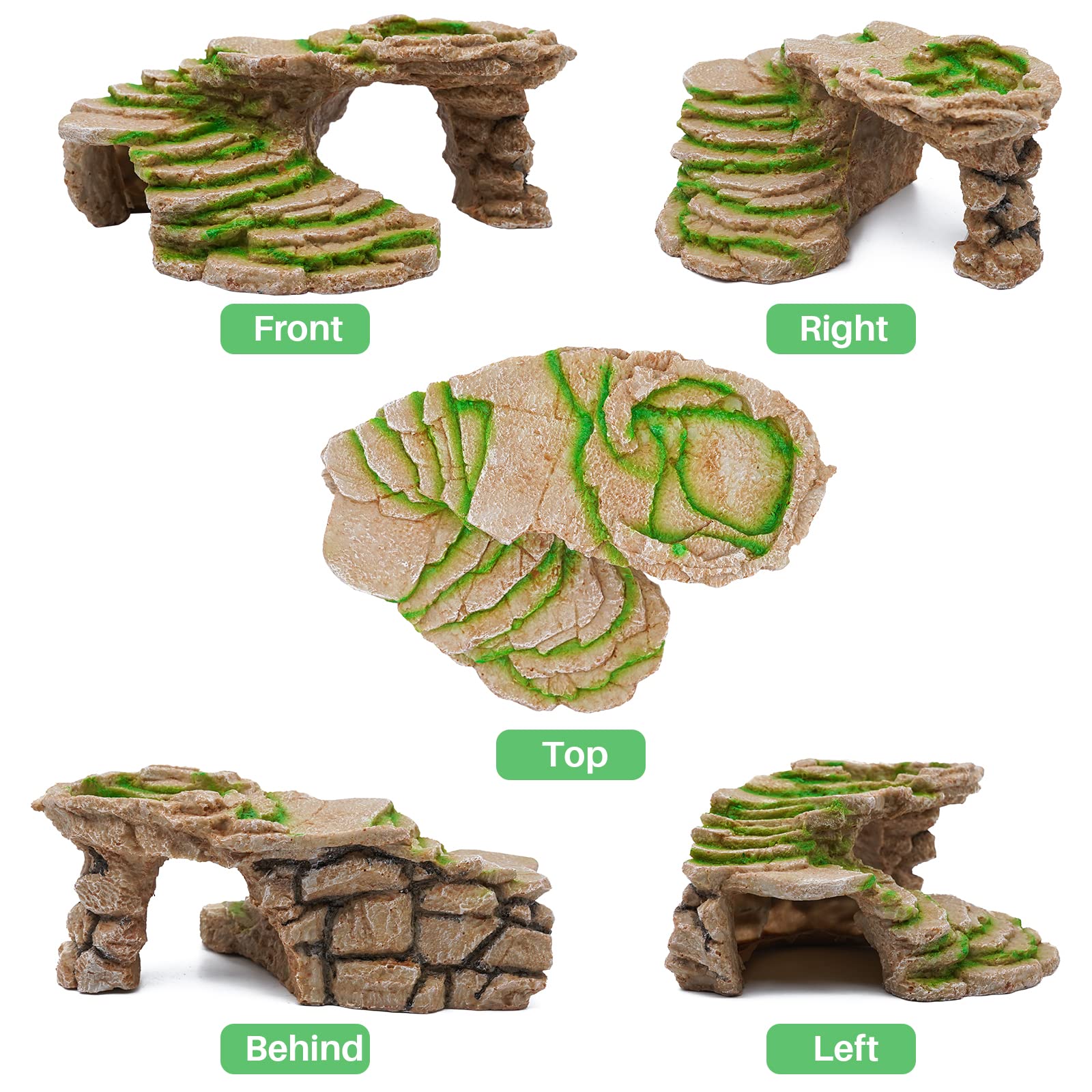 Abri pour Tortue Terrasse Trou de Tortue Peau Decoration Aquarium Cachette Reptile ​RéSine Bronzage Rock Barbu Dragon Accessoires Reptile DéCoration