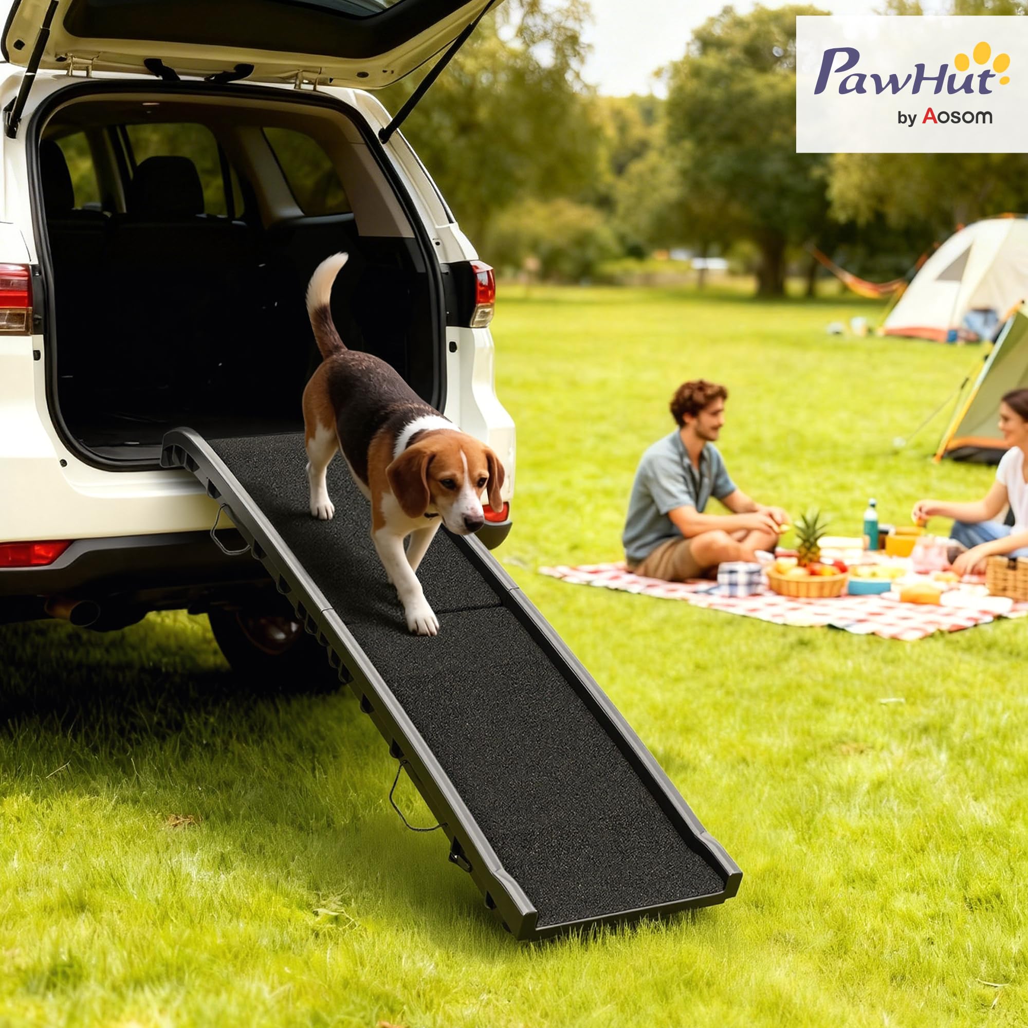 PawHut Rampe Pliable pour Chiens Pente Douce 155 x 38,5 x 15,5 cm Noir