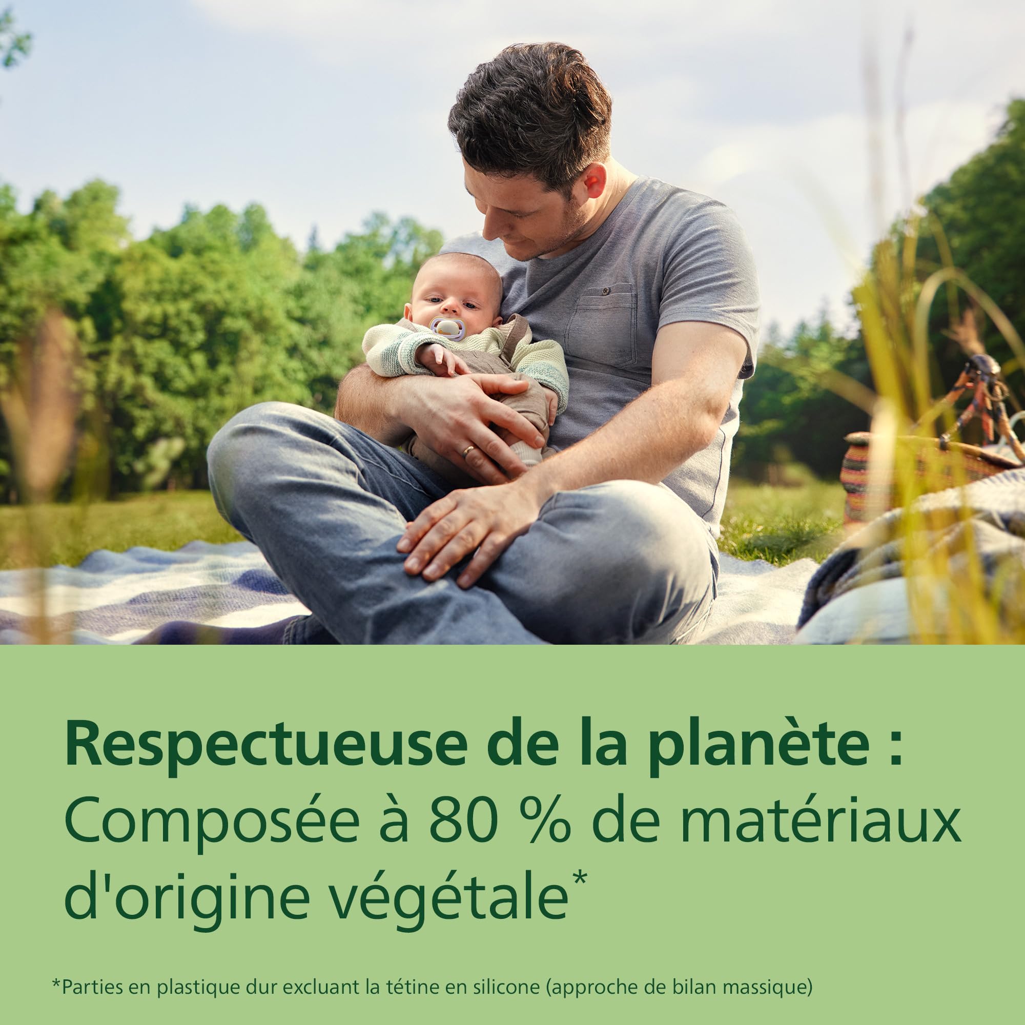 Philips Avent Sucettes de nuit ultra air - Tétines orthodontiques, pour bébés de 0 à 6 mois, phosphorescentes, en silicone souple d'origine végétale, sans BPA, lot de 2, SCF376/25