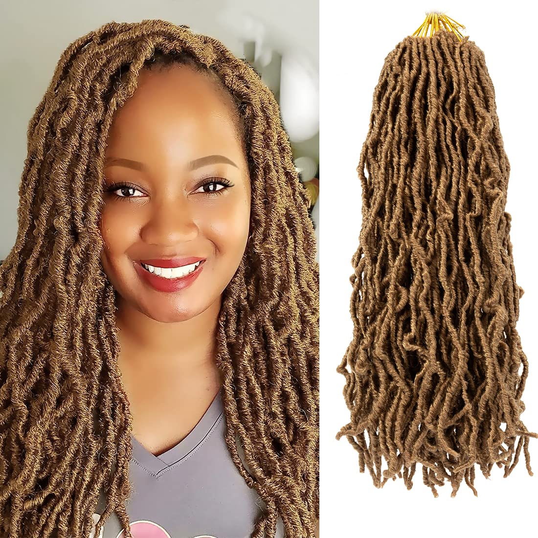 Umylar Faux Locs Crochet Hair 18 Inch Soft Locs Crochet Hair 7 Packs Extensible Pre Looped Faux Locs Crochet Hair For Black Women Synthetic Hair Extension(18 Inch, 4#)