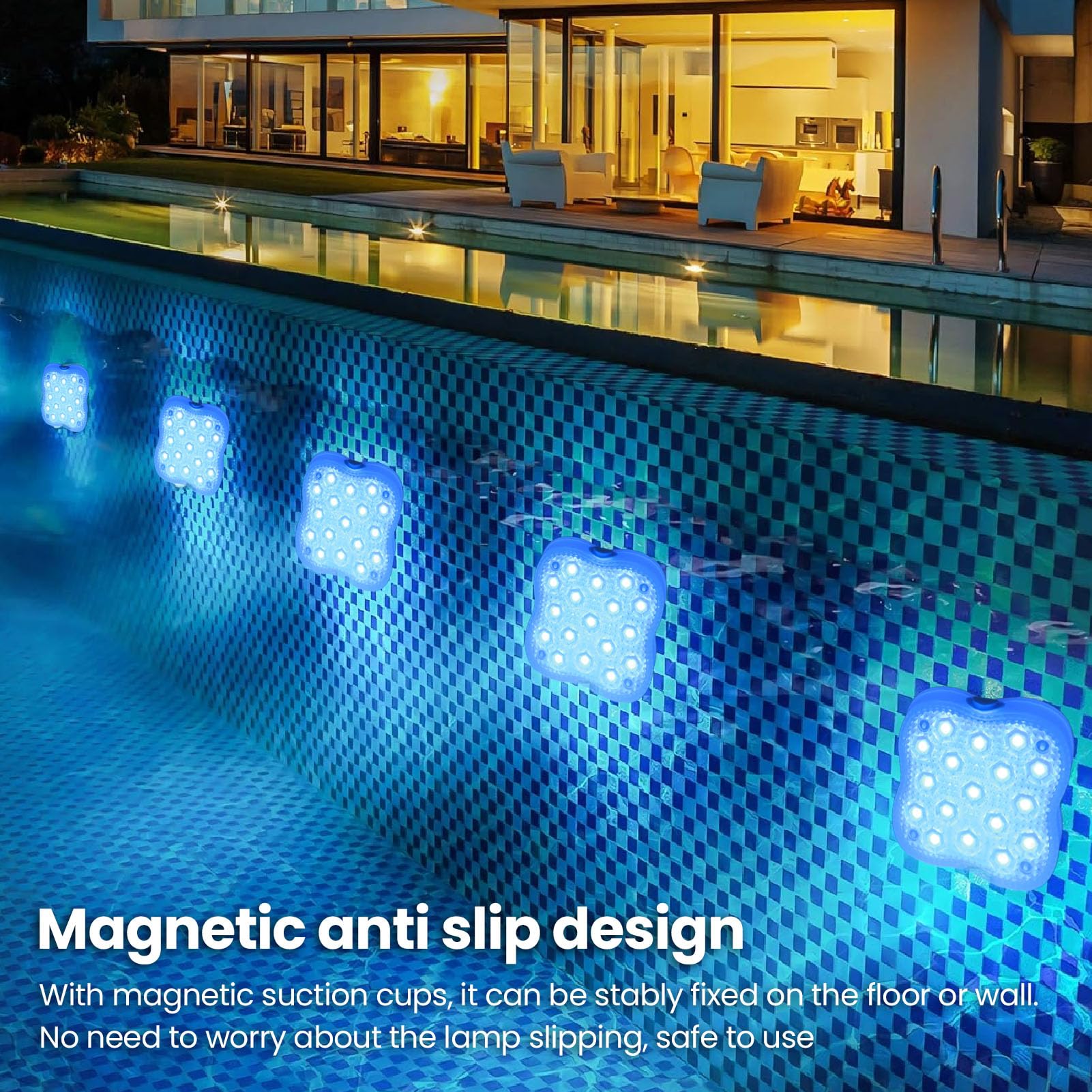 2 Luci per Piscina, Luci Professionali IP68 Impermeabili 17 LED con Telecomando Design Magnetico Antiscivolo Modalità Multi Colore Illuminazione Potente per Vasca Bagno Bar