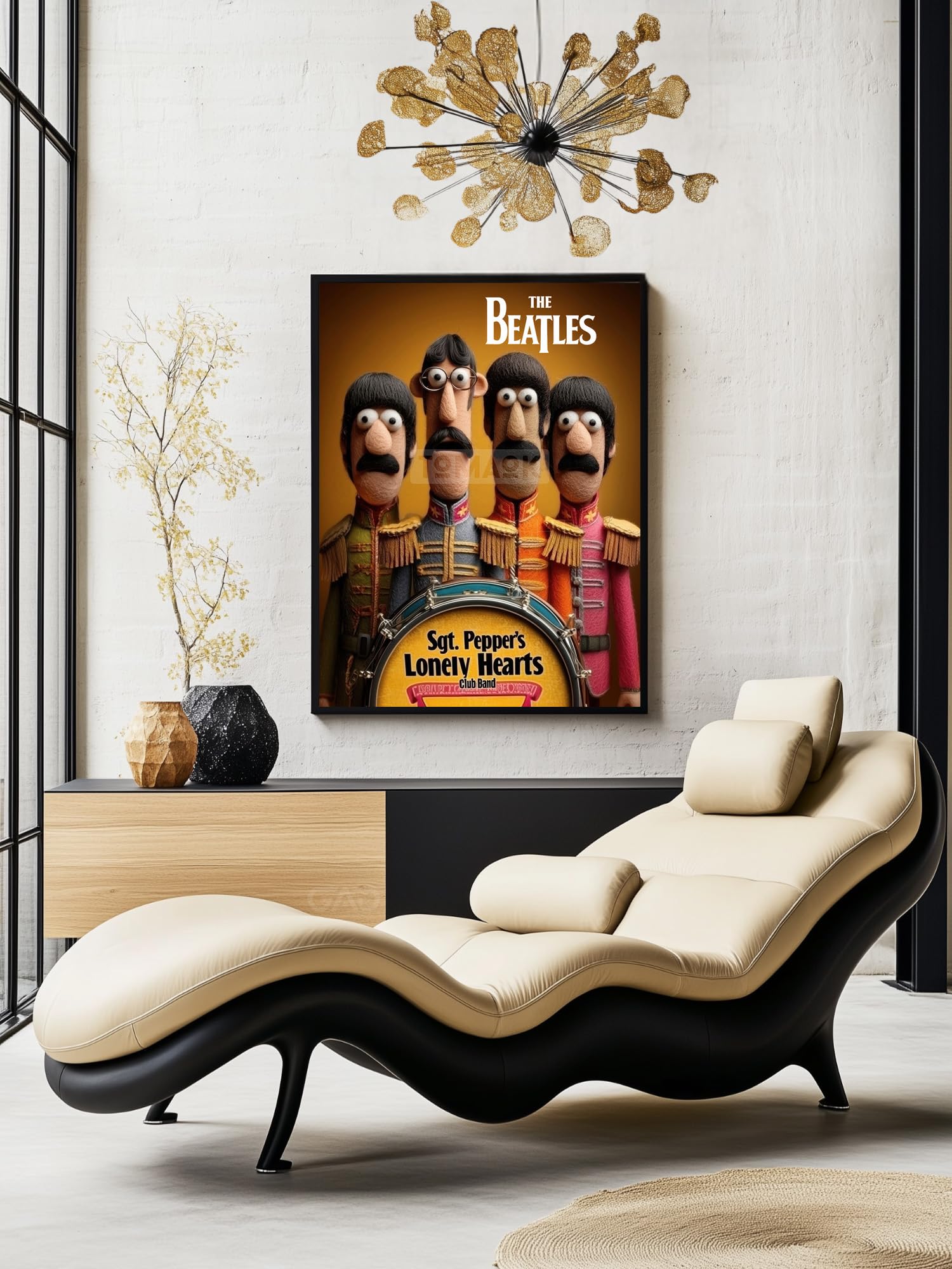 Tomaok Poster The Beatles (cornice non fornita), album sergente Pepper's Lonely Hearts Club Band, fumetto umorismo, fan rock pop, bambola, arte murale