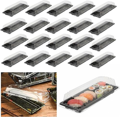 Miniatura 8 de 20Pcs Sushi Containers with Lid - Disposable Sushi Tray - Small Sushi Boxes To Go - Rectangular Take out Boxes - Fruit Cake Packing Box - Food