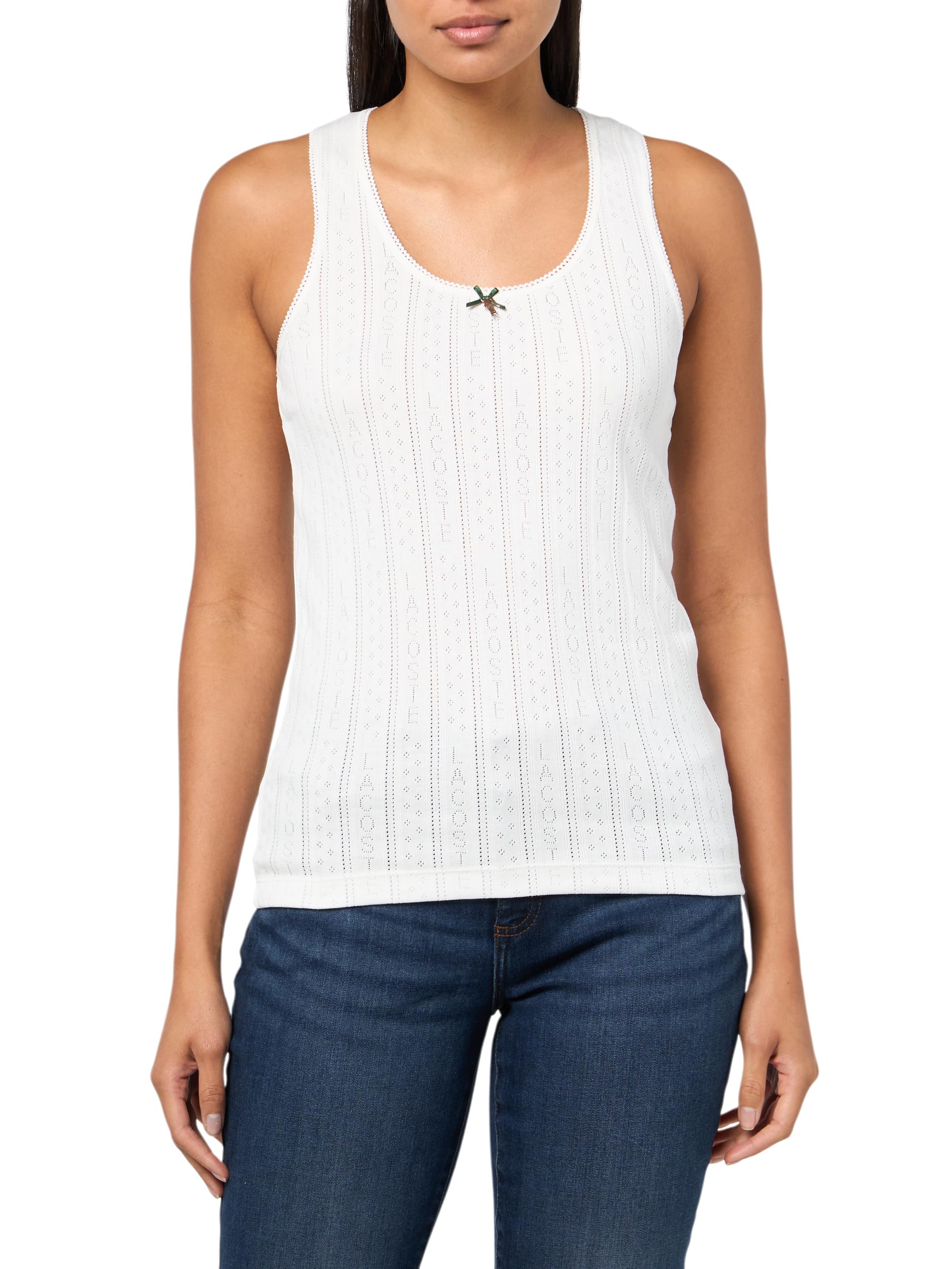 Lacoste Womens Slim Fit Pointelle Tank Top