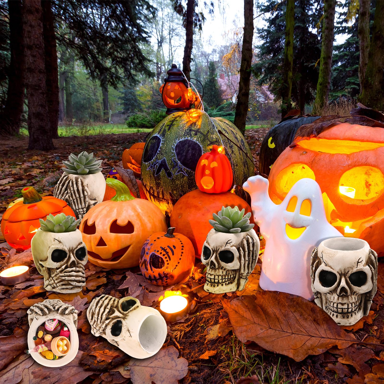 Amazon.co.jp: Tioncy スカルプランター 樹脂製 スカル型 植木鉢