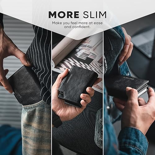 Miniatura 5 de DUGRAFT Cartera con bolsillo para monedas, cierre magnético, bloqueo RFID, tarjetas emergentes con ventana de identificación y organizadores