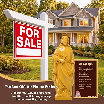 St Joseph Statue for Selling House,with Double-Sided Prayer Card- 4Inch