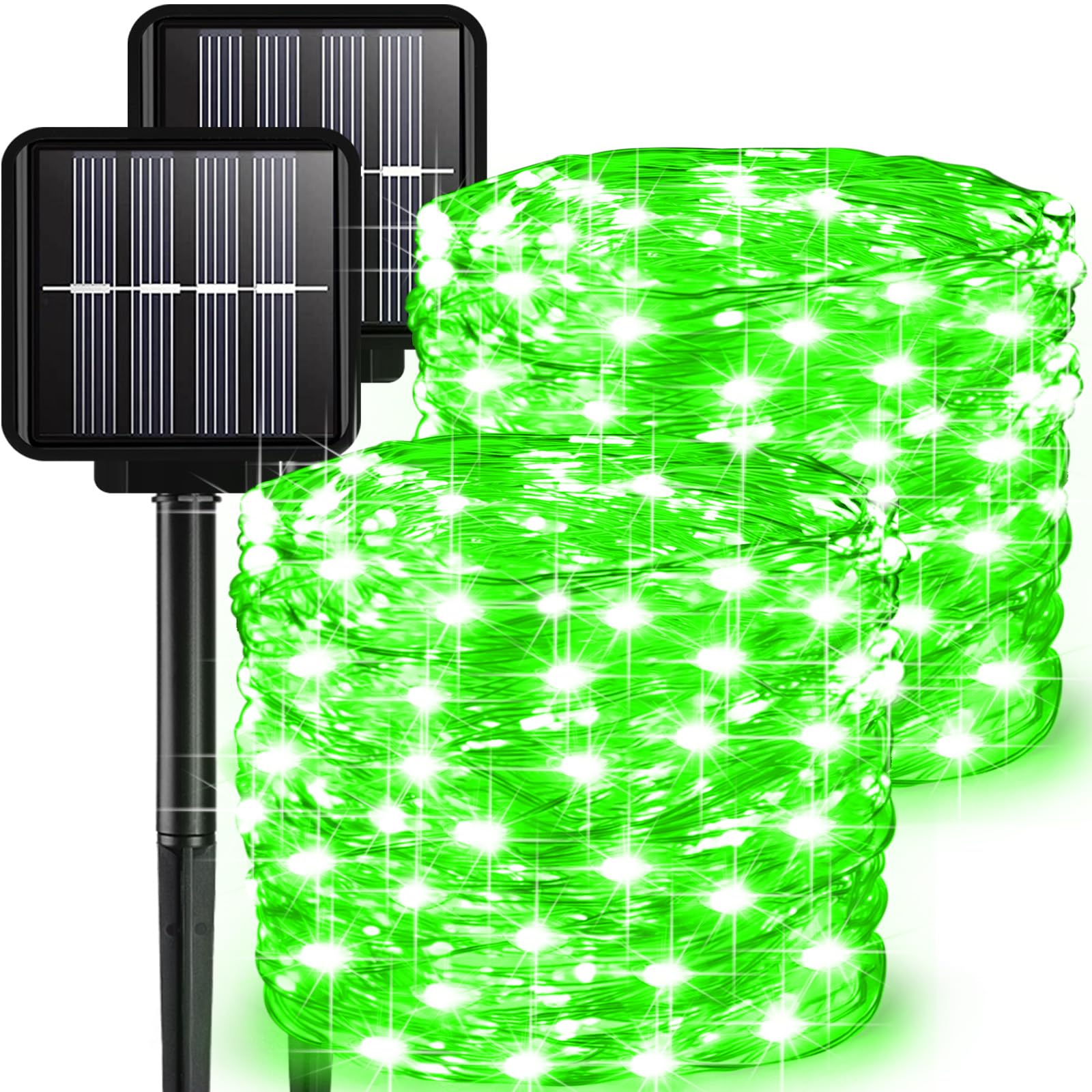 ALENEY 2 Pack Solar Fairy Lights Outdoor, 99 Feet 300 LEDs 8 Modes String Lights for Outside, Waterproof Solar Outdoor Light for Patio Yard Christmas Tree Halloween Wedding Party Decorations, Green