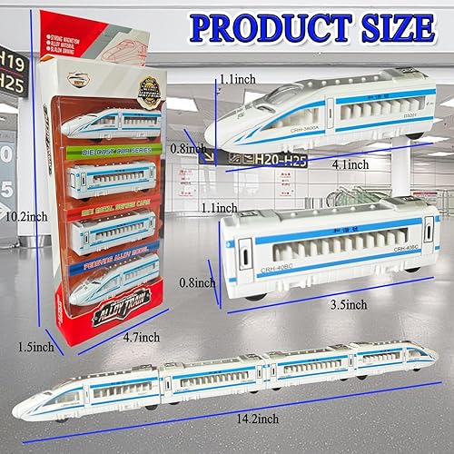 Miniatura 7 de OTONOPI Juego de tren de juguete, tren bala fundido a presión con conectores magnéticos, coche de juguete de locomotora de alta velocidad, carril de