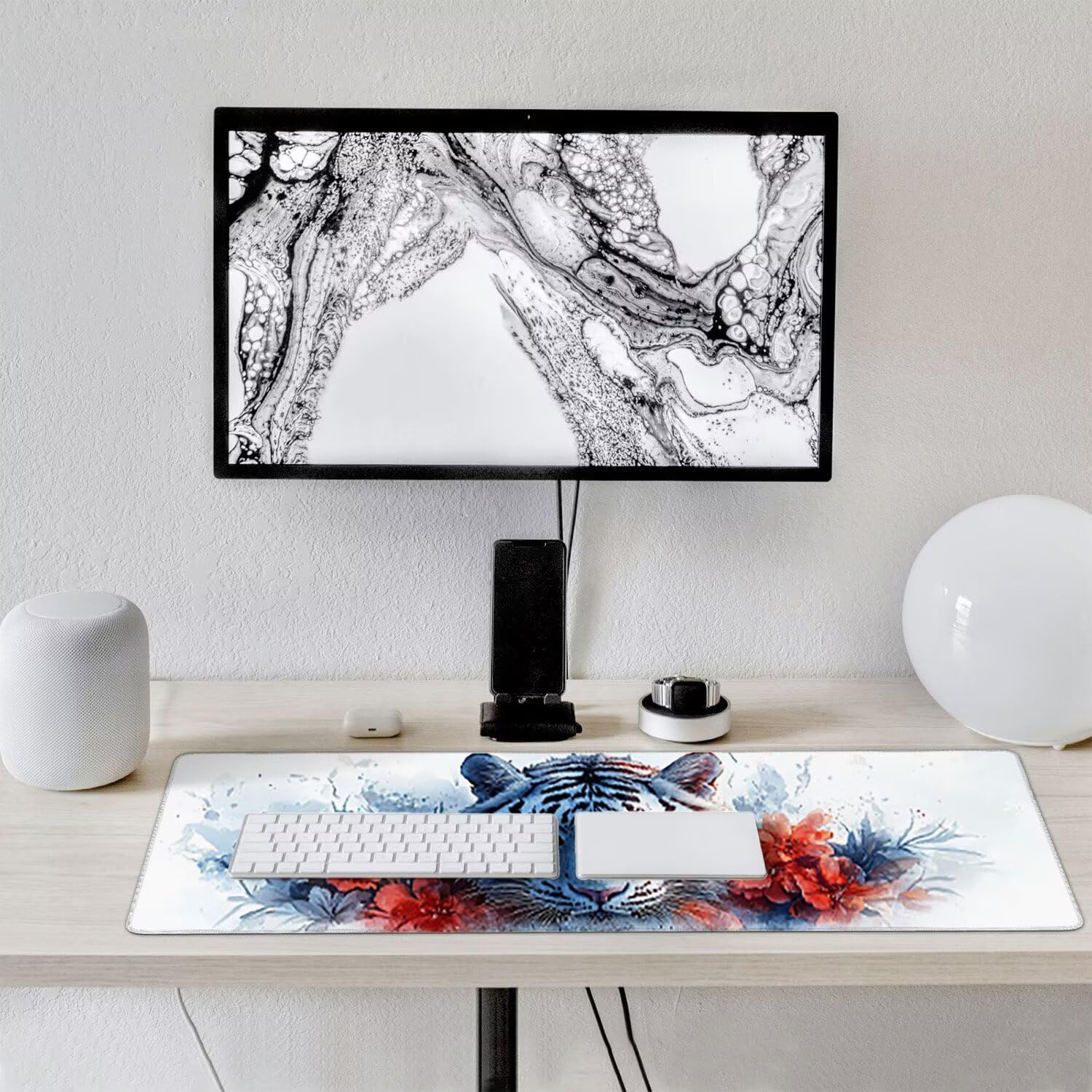 Podkładka pod mysz dla graczy, XXL, 1400 x 600 mm, wodoodporna i antypoślizgowa, duża podkładka na stół do biura i domu, poprawia precyzję i prędkość, akcesoria gamingowe (tygrysie kwiaty) V-501