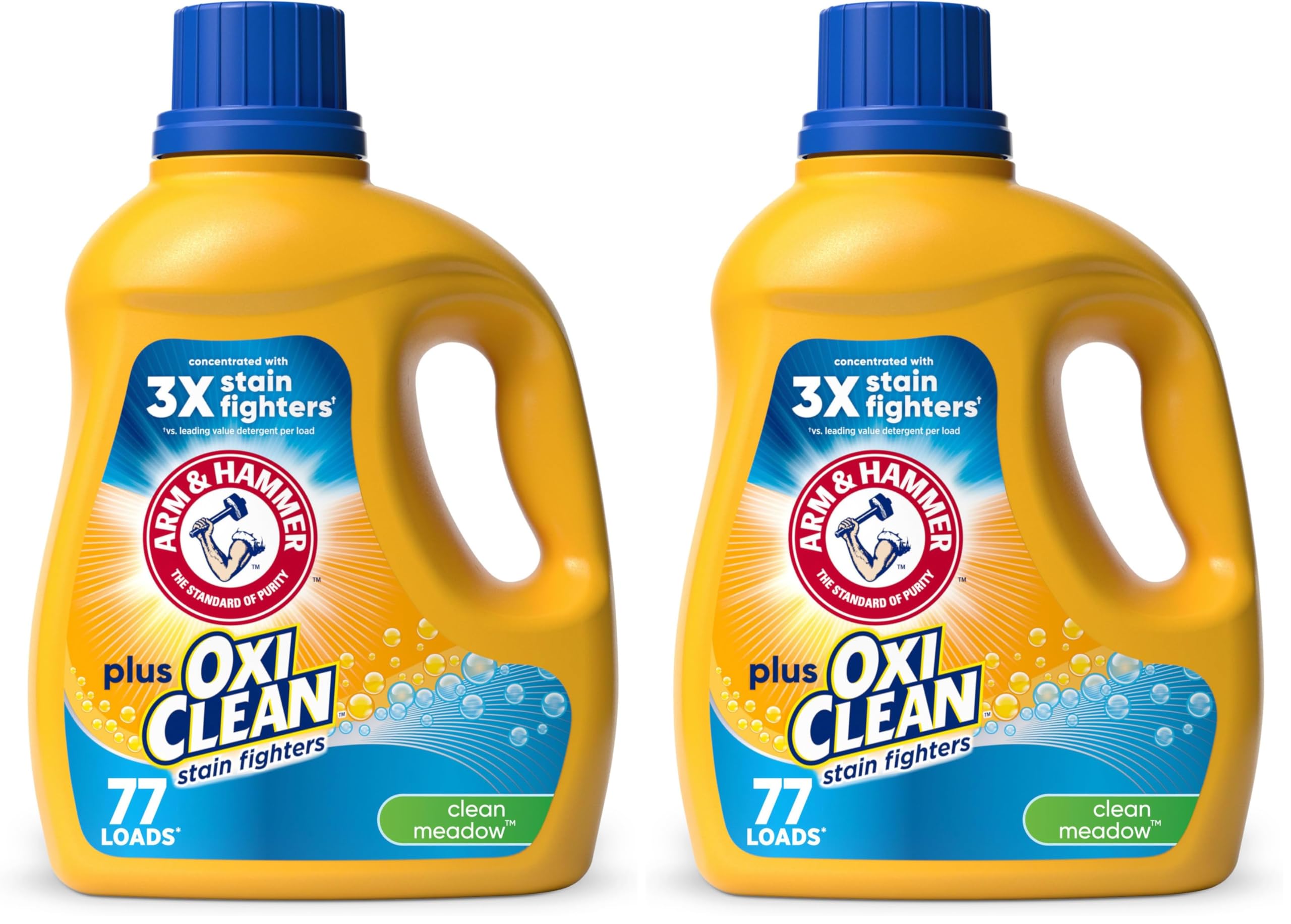 Arm & Hammer Plus OxiClean Clean Meadow, 77 Loads Liquid Laundry Detergent, 100.5 Fl oz (Pack of 2)