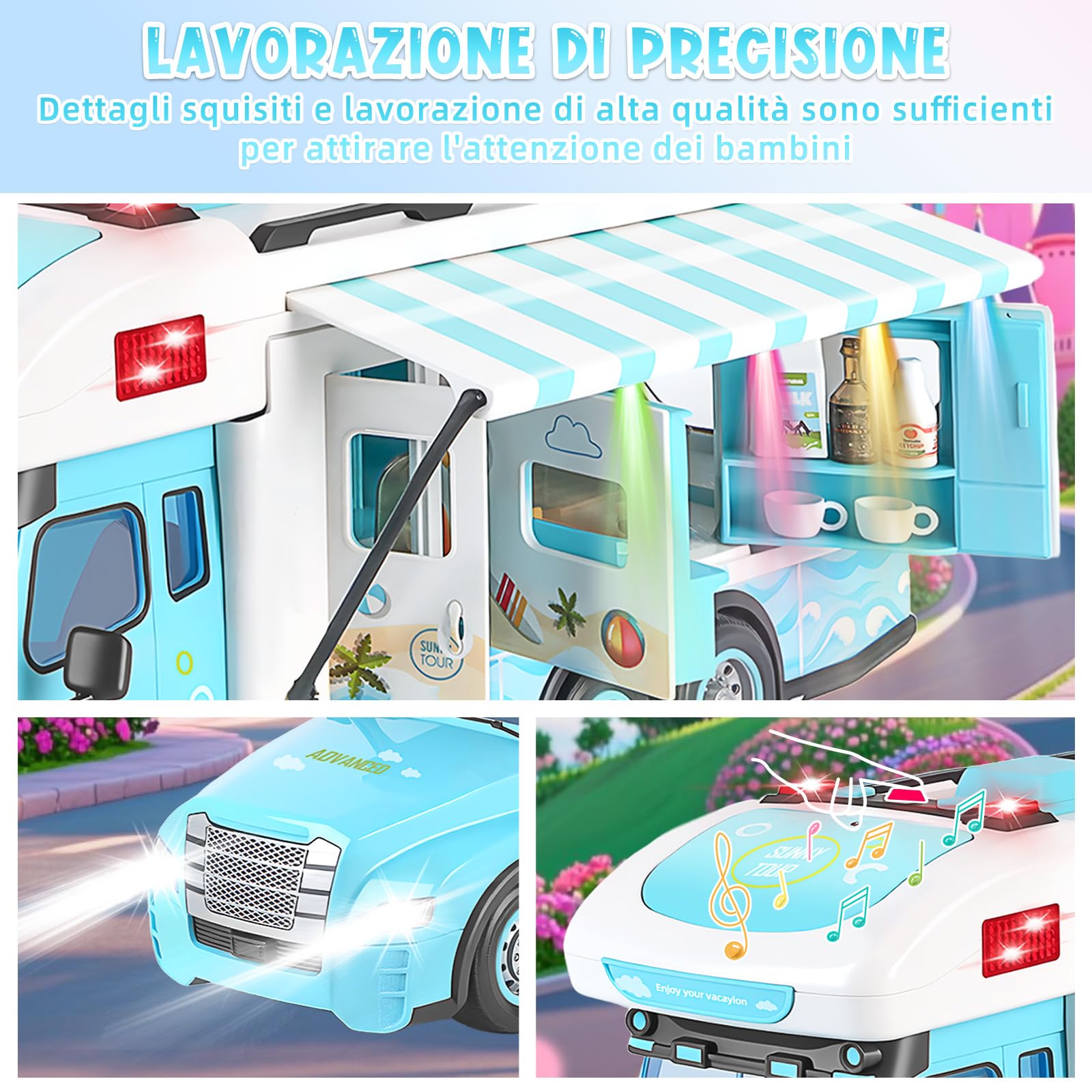 Charmofun Macchina Telecomandata Per Bambina, Auto Radiocomandata Blu Con 2 Bambole, Telecomando, Luci E Suoni, Auto Telecomandato Ragazze 6 -12 Anni, Natale Compleanno Regalo (Blu)