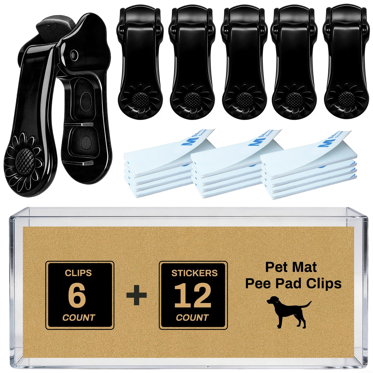 Lockable Pee Pad Clips, with Adhesive Tape, for Indoor Wall Pads Secured, Extra Thick Clamps for Silicone Puppy Pad Holder Tary Secured, Tight Strong Clamp for Dogs, Cats Training