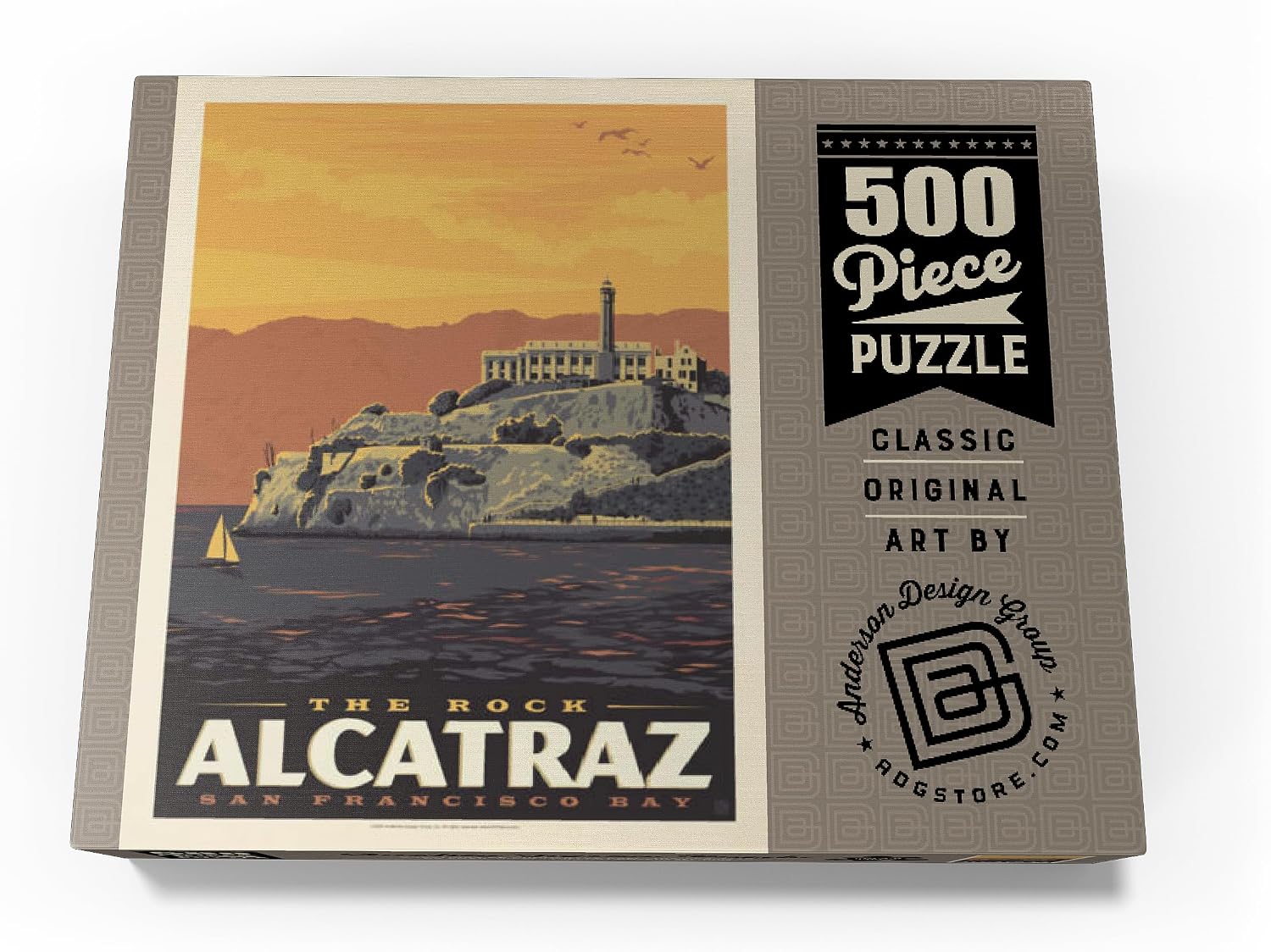 MyPuzzle Alcatraz Island, CA, Vintage Poster - Premium 500 Piece Jigsaw Puzzle for Adults