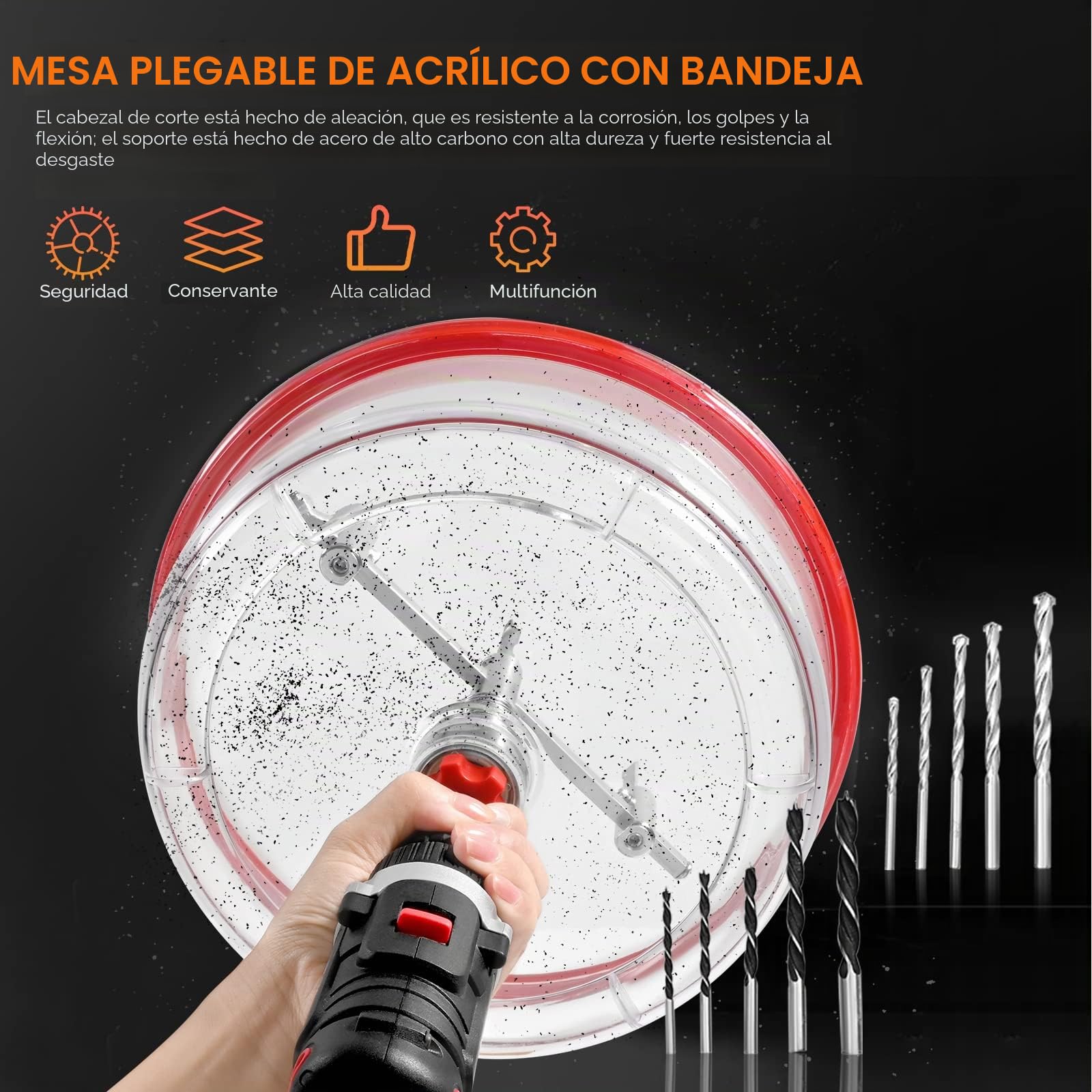Profesional Cortadora eficiente de Agujeros para Sierra Circular Tamaño de Diámetro Ajustable (40-200 mm) para Orificios de Ventilación,Luces Empotradas en Techos,Paredes y Suelos